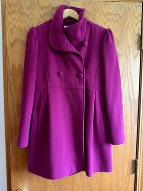 Old Navy Double-Breasted Pea Coat in Magenta